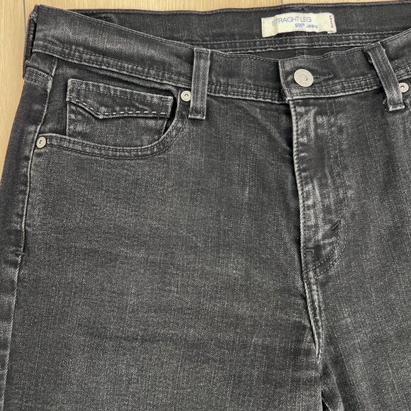 Levi's Women's Black Tag 505 Straight Leg Stretch Denim w/ Pocket Detail Size 12 - Picture 3 of 16